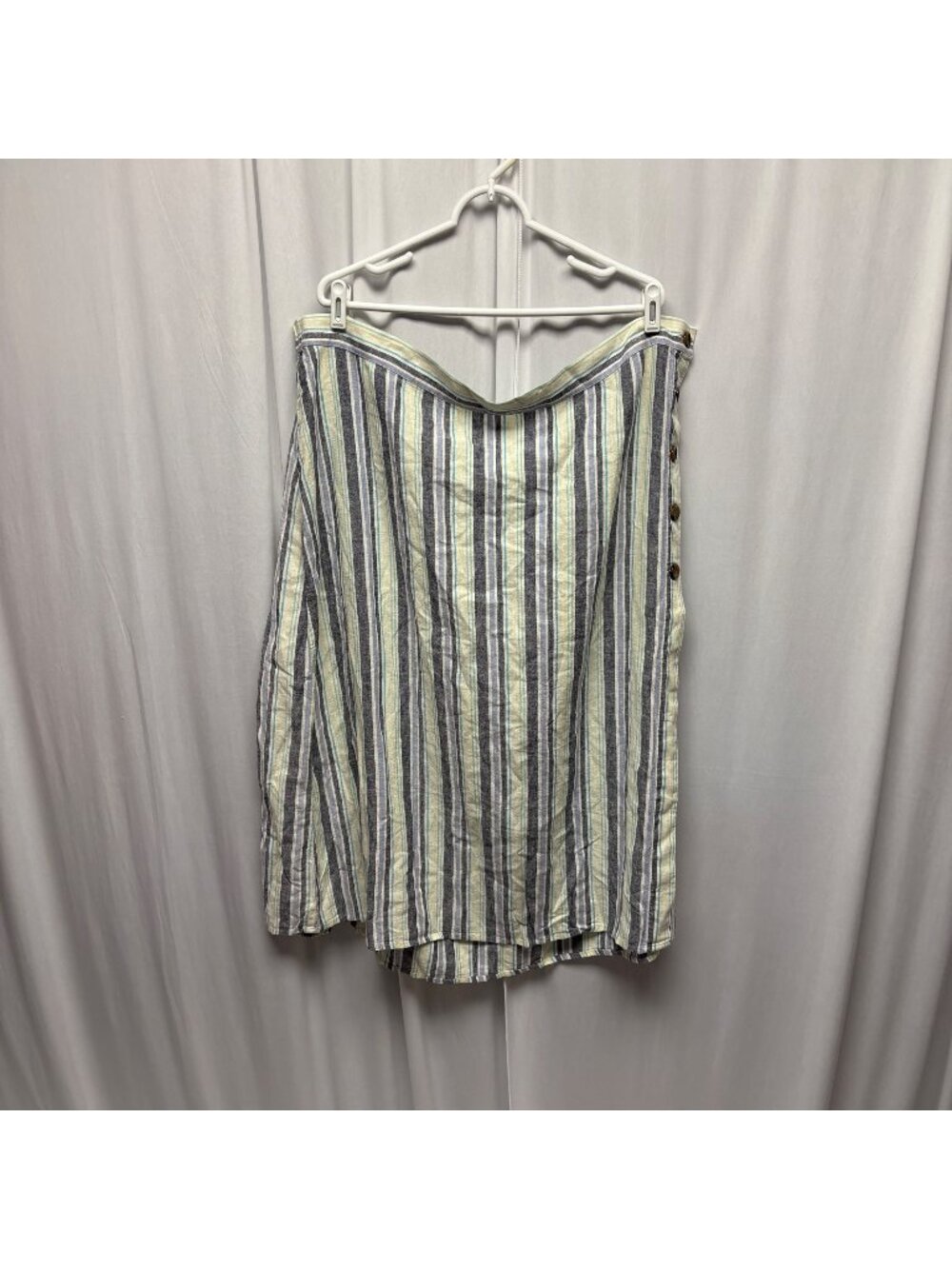 CJ Banks Linen Blend A-Line Skirt Womens Size 3X Blue Striped Lightweight NEW